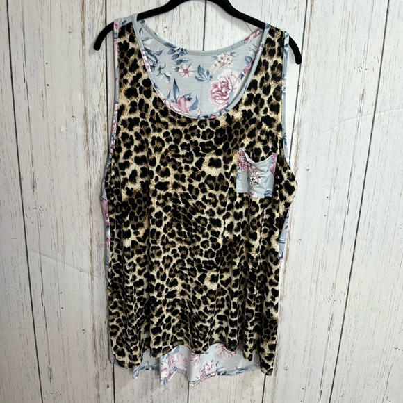 Floral Animal Print Sleeveless Tank Top - Picture 1 of 7